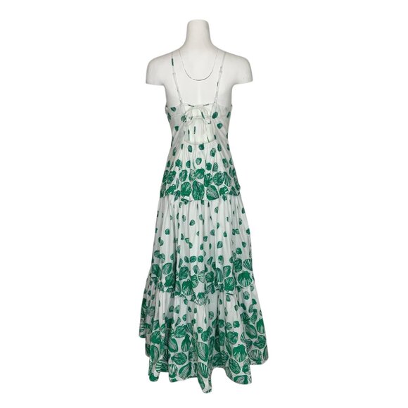 Anthropologie Maeve Halter Tiered Maxi Dress M White Green Seashell Resortwear - Picture 2 of 15